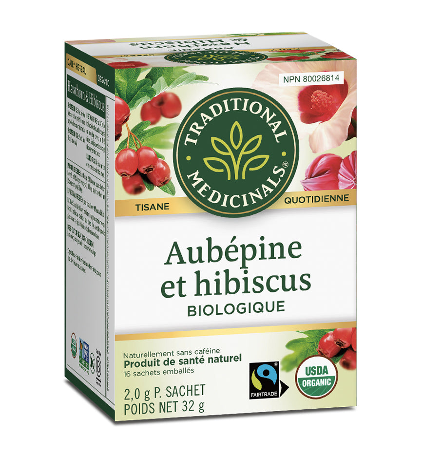 Tisane biologique - Aubépine et Hibiscus - Traditional Medicinals - 16 sachets